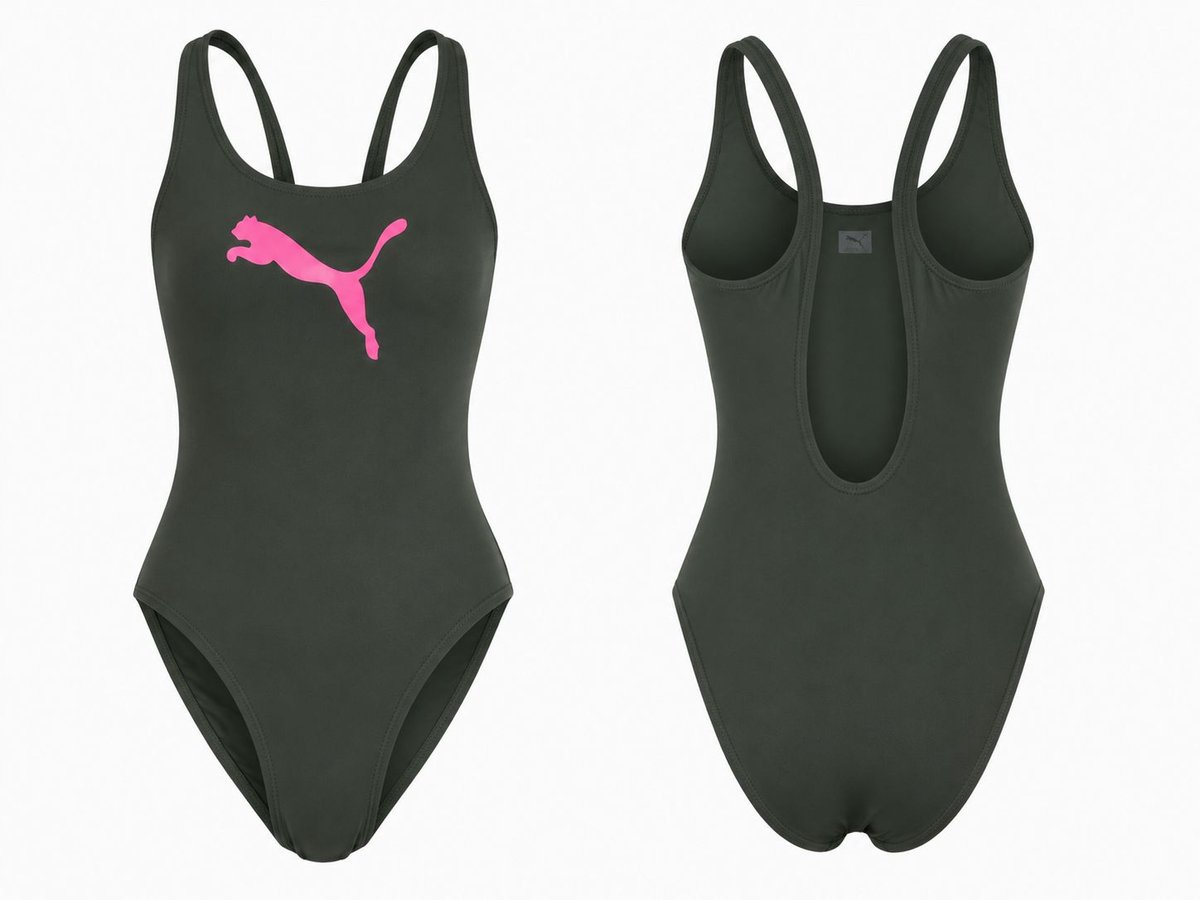 Puma classic swimsuit damesbadpak kleur thyme Groen