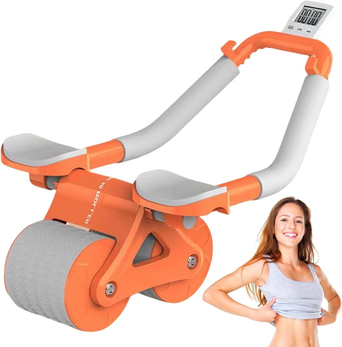 Fitness Rol - Buikspier Trainer - Core Training - Automatische Rebound - 48 cm Lengte - Lichtgeel