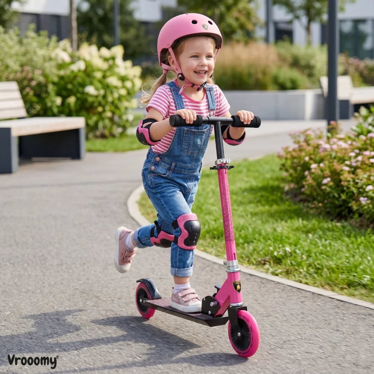 Lamborghini Step 3 tot 7 jaar – Officieel Gelicentieerde Stuntstep met Verstelbaar Stuur & Voetrem – Opvouwbare Kinderstep met Anti-slip Deck & Zachte Gripwielen – Roze — afbeelding 4