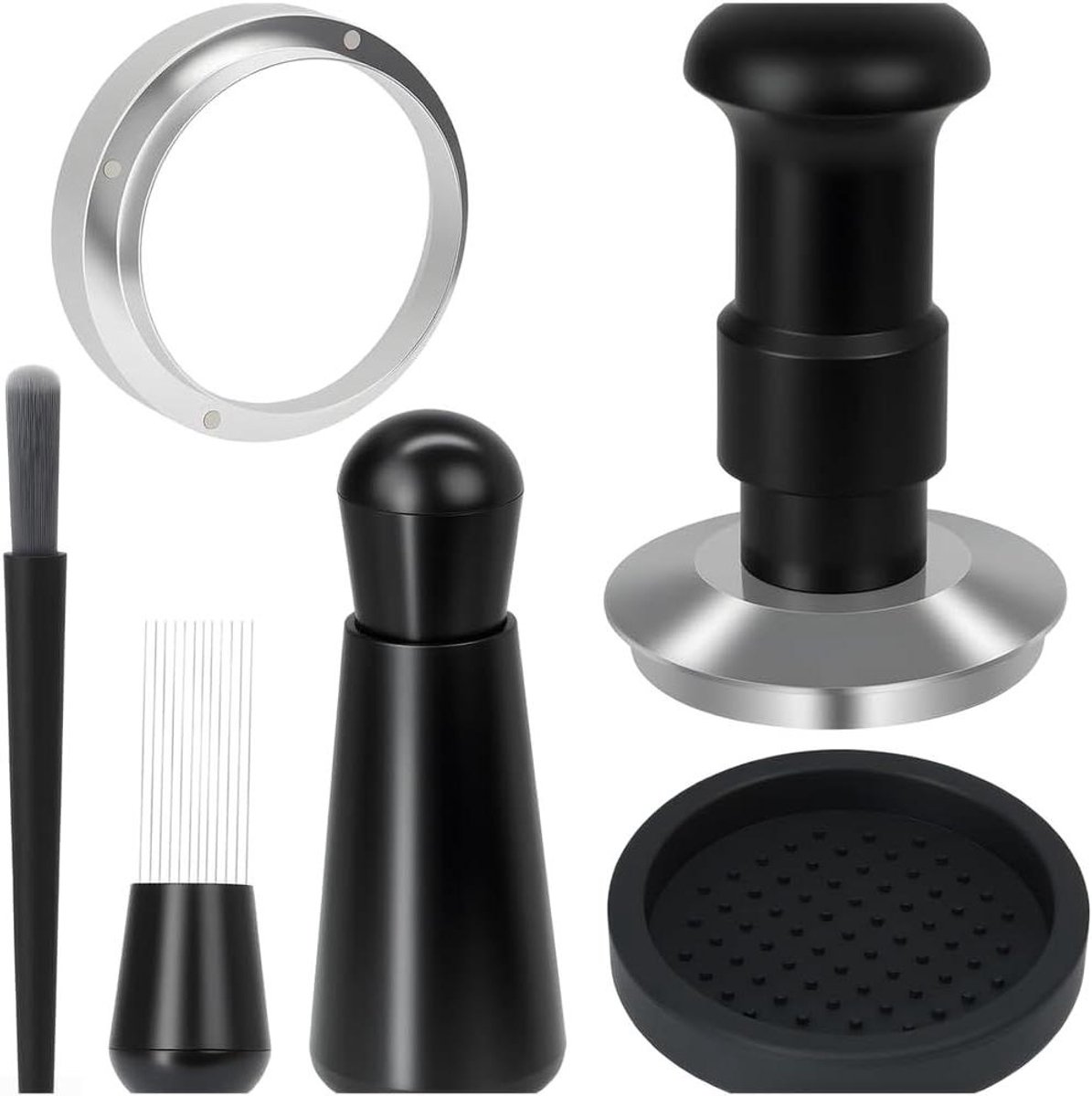 Koffie Tamper Espresso Aanstamper Perfecte Espresso Dubbel Veermechanisme 54 mm Zwart