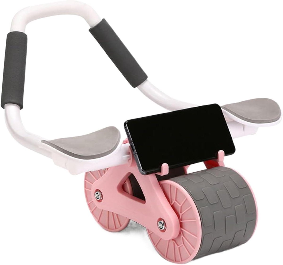 Buikspiertrainer Roller - Kernversterker Fitness - Buikspier Training - Antislip Handgrepen - 32.5 cm - Roze