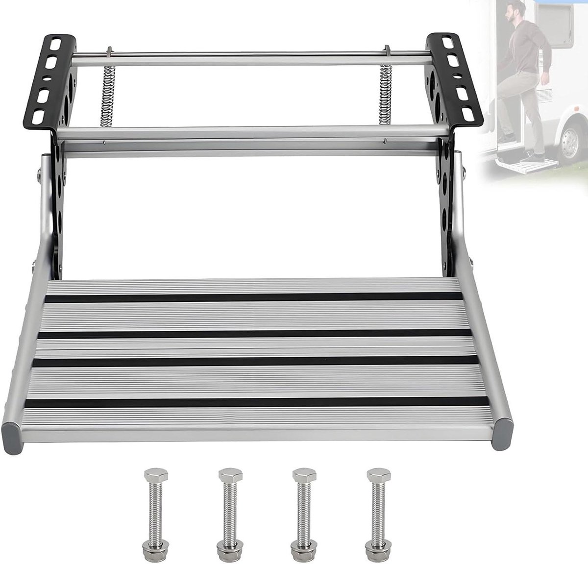 Vouwbare RV Stap - Camper Trede - Veilig Instappen - Antislip Grip - 50x24 cm - Aluminium