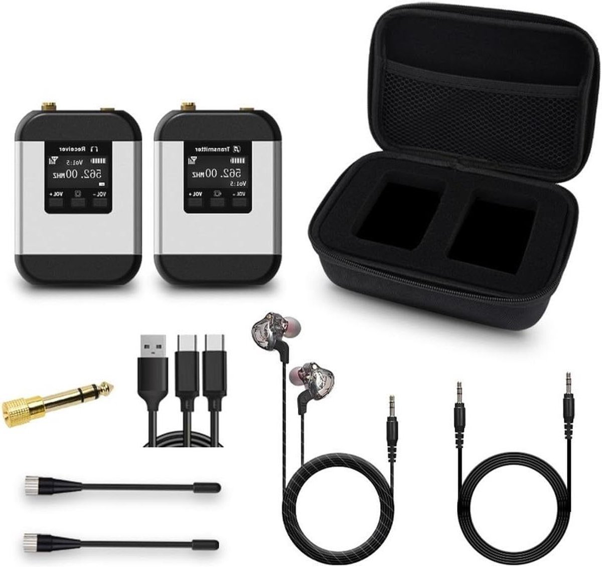 Draadloos In-Ear Systeem - Monitoring Set - Podium Geluid - 20 Kanalen - 30-50m Bereik - Zilver
