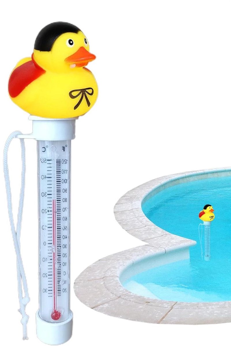 Zwembad Thermometer - Water Temperatuur Meter - Waterkwaliteit Controleren - Leuke Eend Vorm - 21 cm Lengte - Geel
