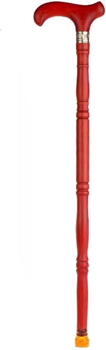 Houten wandelstok - Steunstok - Ondersteuning bij lopen - Natuurlijk massief hout - 85cm - Bruinrood
