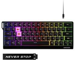 EWEADN DK63 Gaming Toetsenbord 60% Mechanisch – Draadloos Keyboard – Rode Switches – RGB – Zwart