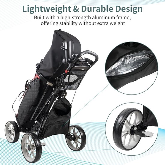 Golfkar met 4 wielen - Opvouwbare trolley - Sportieve uitstapjes - Eenvoudig opvouwbaar - Compact formaat - Zilver — afbeelding 5