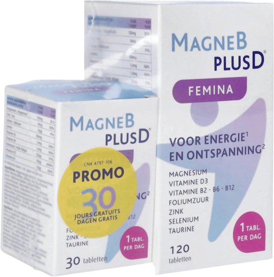 MagneBplusD® Femina | Magnesium, Vitamines B en Vitamine D 120+30 Tabletten