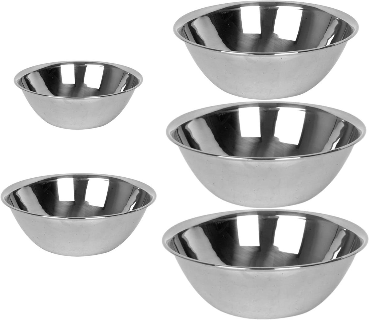 Mengkom Set - Keuken kommen - Bakken en Koken - Nestelbaar Ontwerp - 5-delig - Zilver