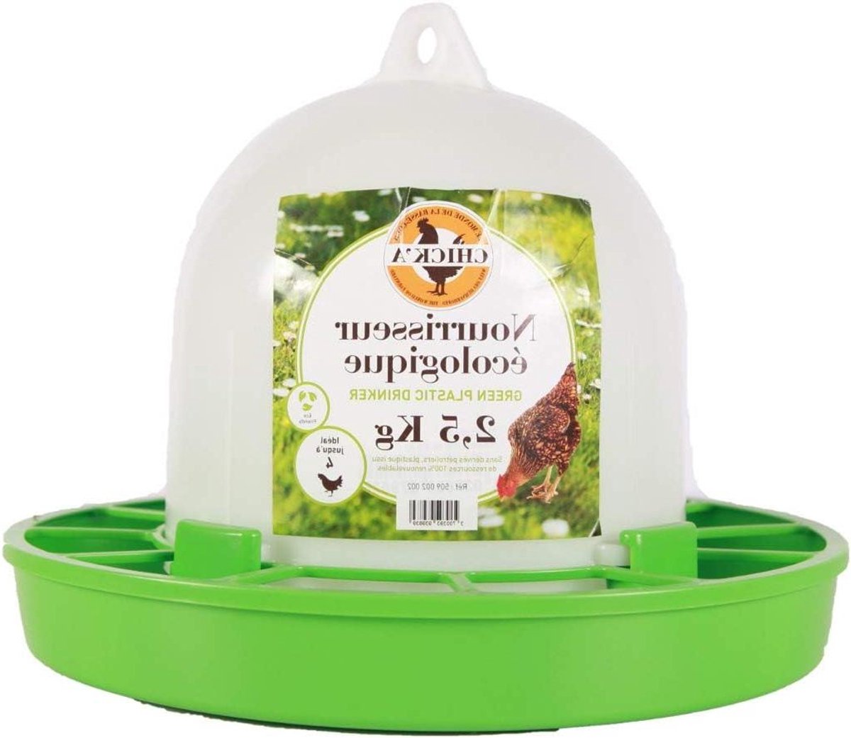 Voederautomaat Kip - Voerdispenser Vogel - Stabiel Voeren - Gemaakt van hernieuwbare grondstoffen - 2.5 kg - Wit Groen