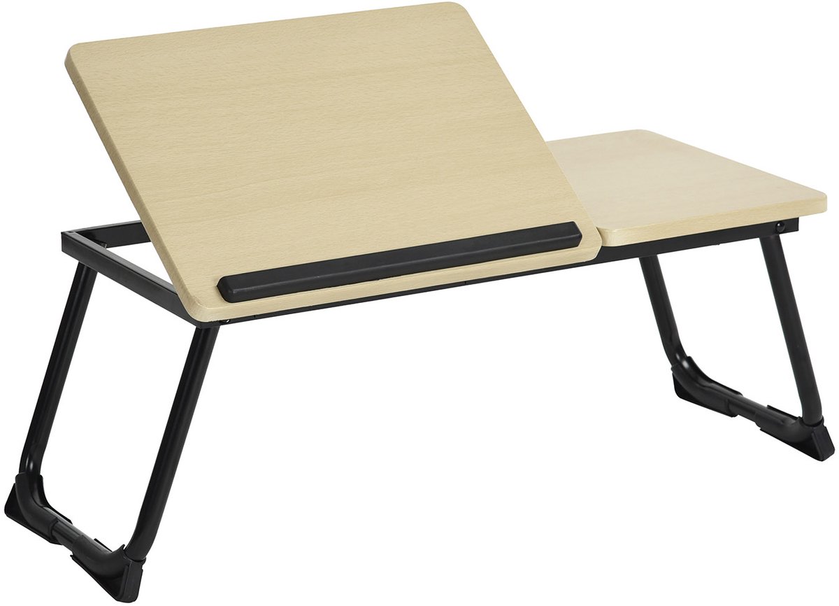 Laptoptafel - Banktafel Inklapbaar Tabletgleuf Zwart metaal - Beuken