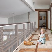 Trapveiligheidsnet - 300 x 79 cm - Babyveiligheidsnet - Balkonveiligheidsnet - Robuust en verstelbaar veiligheidshek van mesh - Beschermingsnet voor trap en balkon - Vangnet en relingnet - Geschikt voor kinderen, huisdieren - Wit