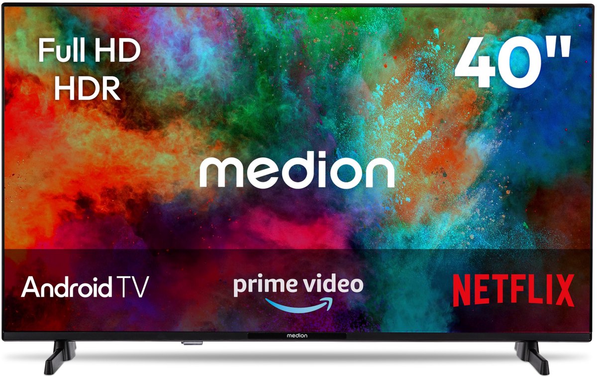 MEDION 100.3 cm 40" Full HD TV Android TV Smart TV HDR Prime Video PVR Bluetooth, MD840100