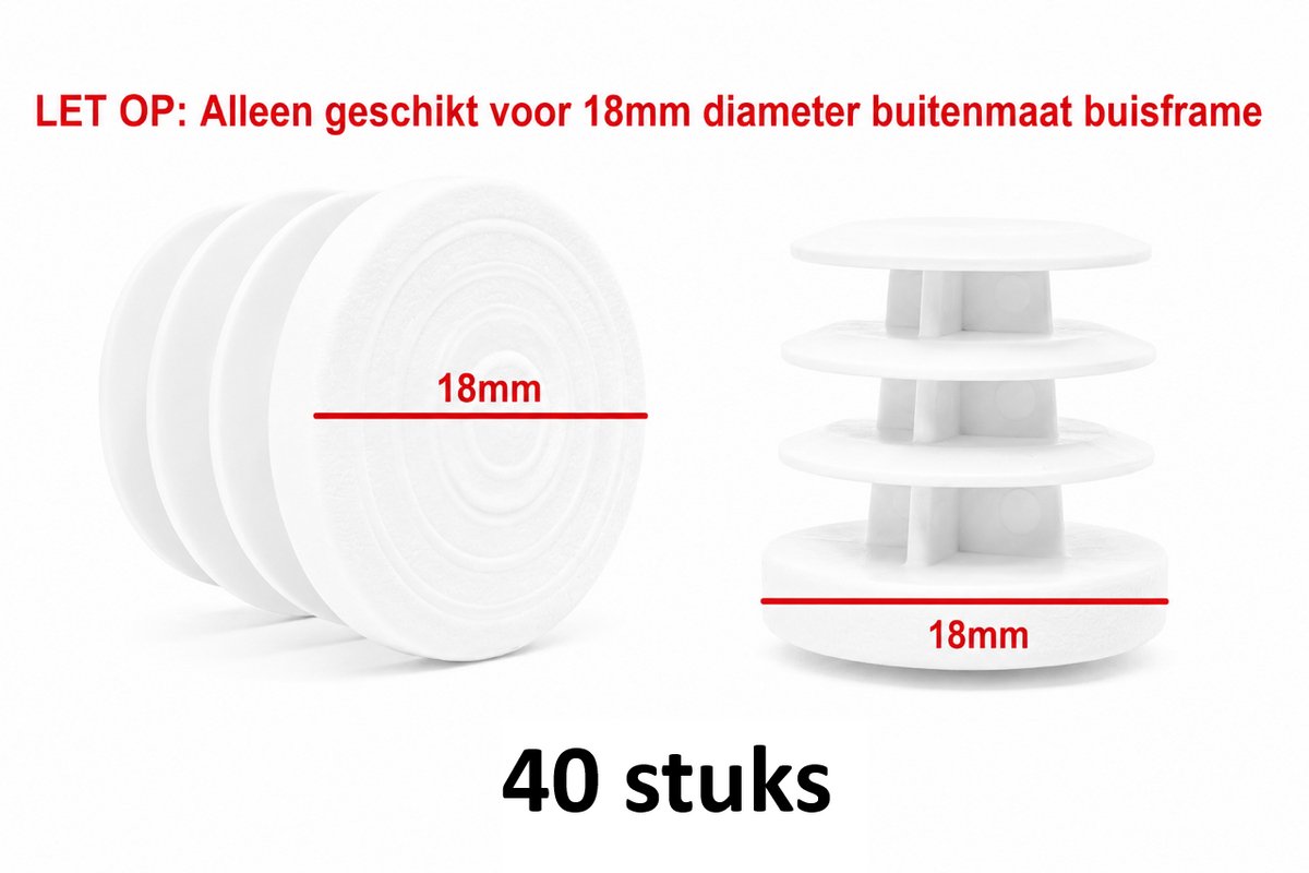Insteekdop 40 stuks rond wit 18mm kunststof pootdop insteekdoppen pootdoppen stoelpootdop stoelpootdoppen
