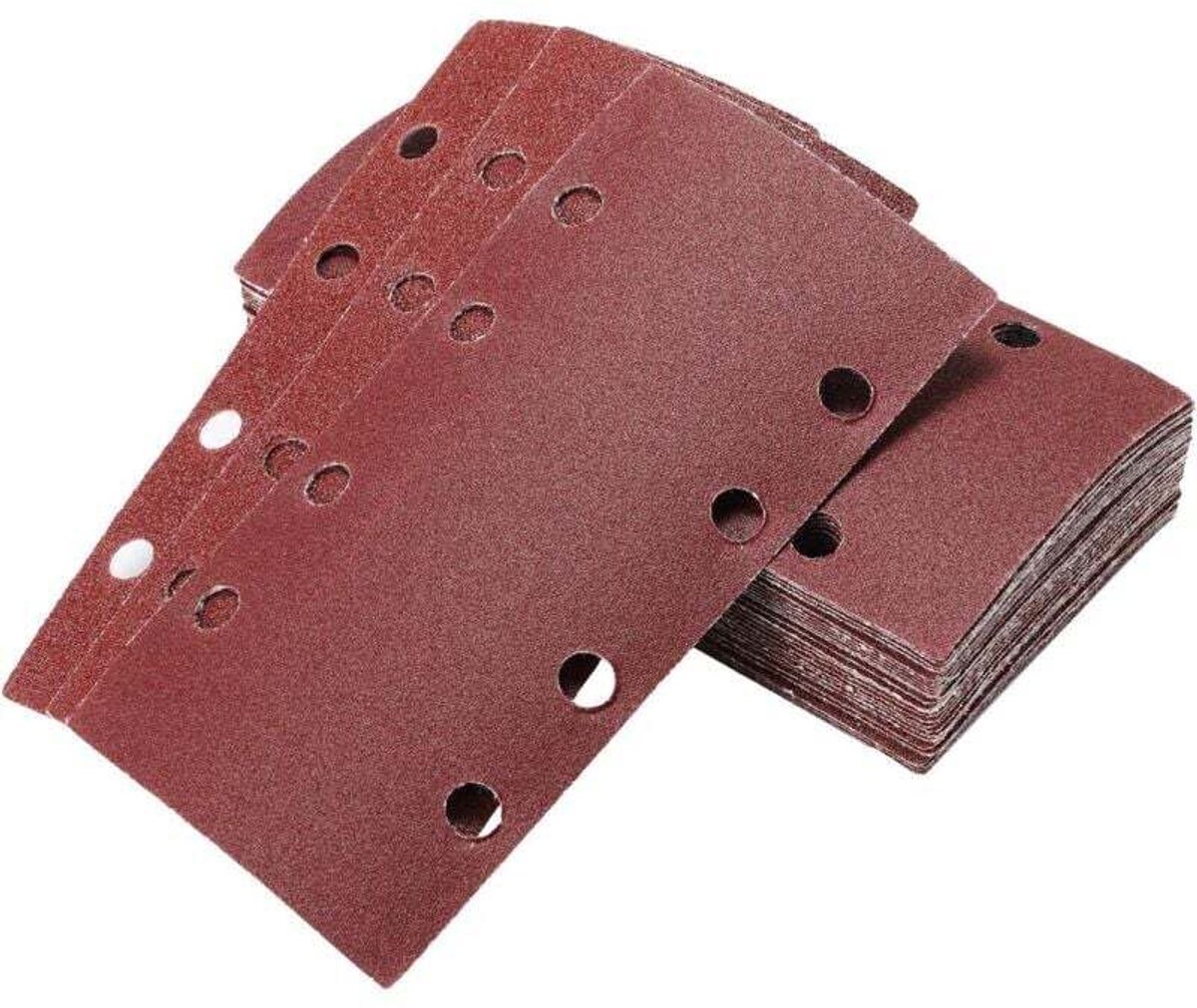 40 vellen schuurpapier, geschikt voor railschuurmachines, 95x185 mm, rechthoekig schuurpapier geschikt voor 8 gaten, korrelgroottes 60/80/120/240. Ideaal geschikt voor schuren, polijsten, houtbewerking en schilderen.