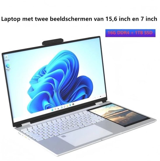 Nieuw Dual Screen Laptop 15.6+7" (1x Touch) 16GB/1TB SSD voor Student & Zakelijk - XYLORE - Hoofdafbeelding