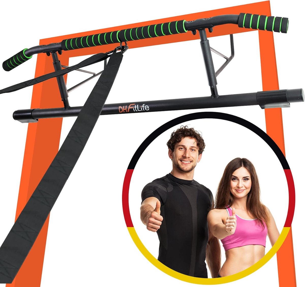 DH FitLife - Optrekstang voor deurkozijnen - Zonder schroeven - Incl. lussentrainer - Voor deur 70-92 cm