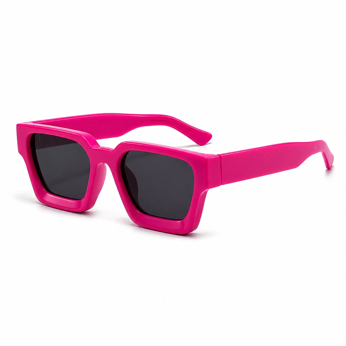 MoodLux Zonnebril Roze - Unisex - Rechthoekig Montuur met Zwarte Glazen - Retro Festivalbril - UV400 Bescherming - C23