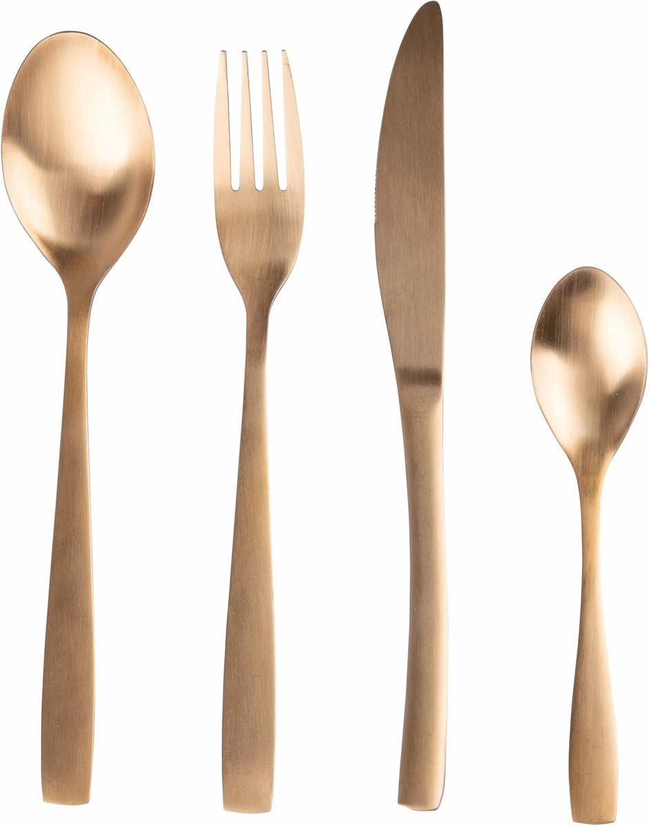 Bestekset - Tafelbestek - Dineren - Roestvrij staal - 24-delig - Goud