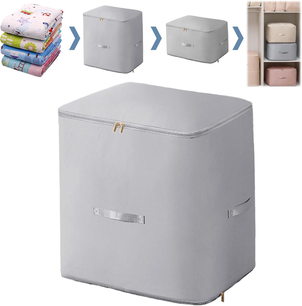 Opbergtas - Kleding Organizer - Ruimte Besparen - Zelfcompressie Ontwerp - 54x42x30cm - Grijs