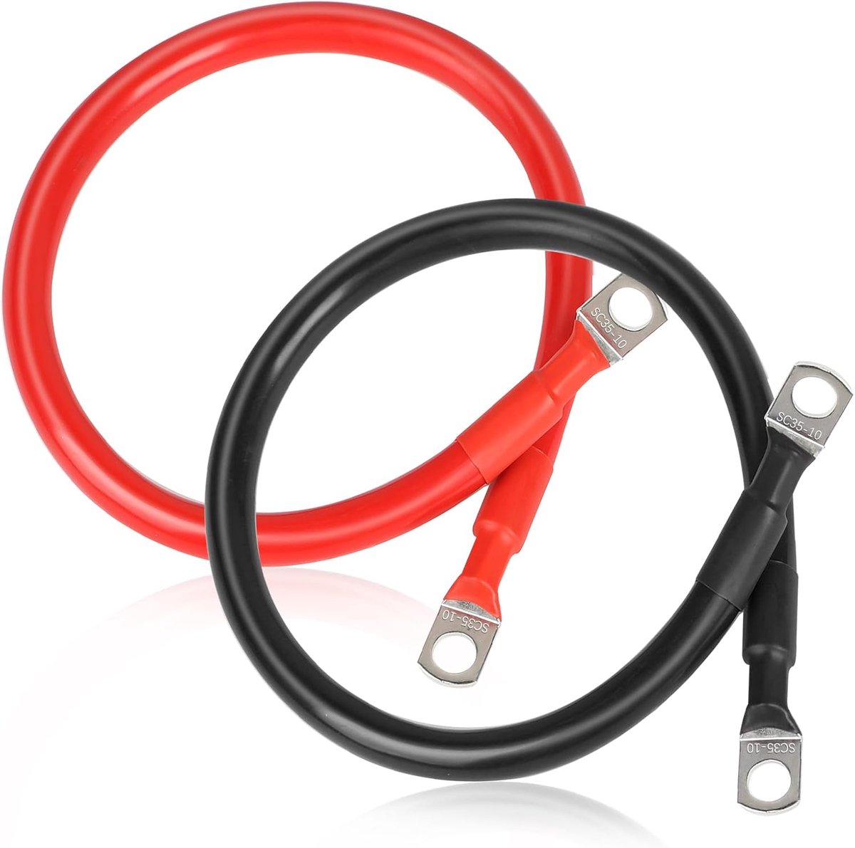 Accukabels 2 stuks - Batterijkabels - Voertuig Aansluiten - 35 mm2 Koper - 50 cm - Zwart Rood