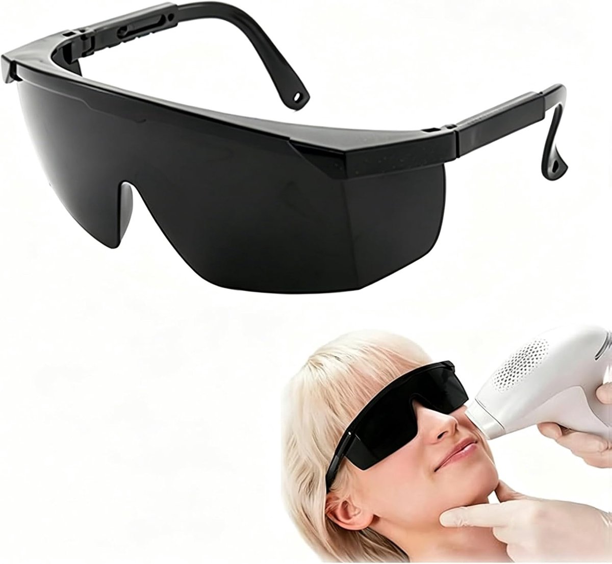Laserveiligheidsbril - Gepulseerd licht bril - Oogbescherming - UV filterend - 145 cm - Zwart