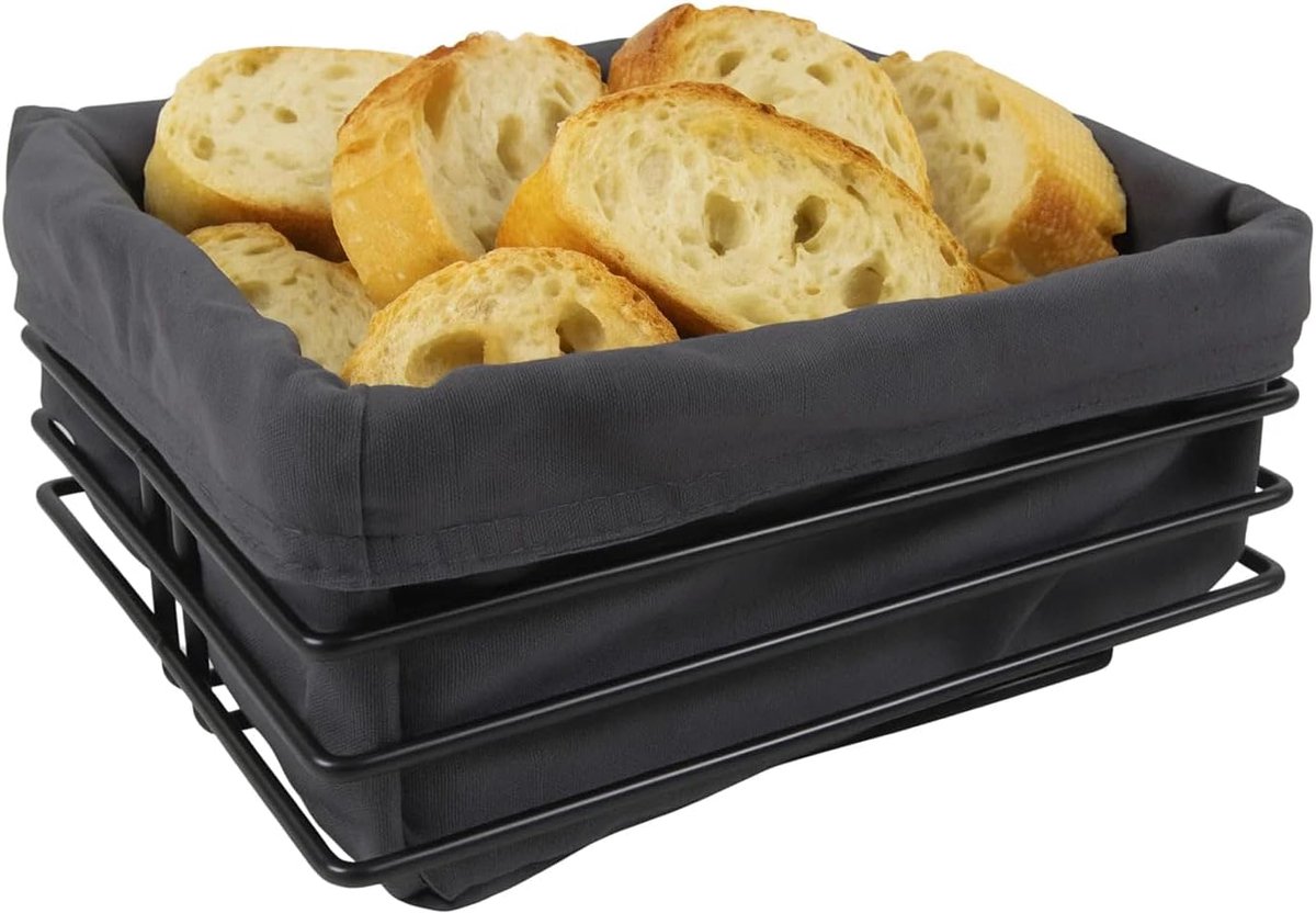 Broodmand Metaal - Mandje Brood - Stijlvol Serveren - Open Luchtcirculatie - 23x22x12cm - Zwart