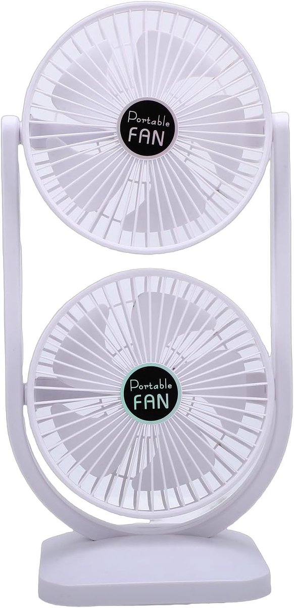 Dubbele Kopventilator - USB Oplaadbaar - Persoonlijke Koeling - Drie Snelheden - 40.5 x 20.5 x 16 cm - Wit