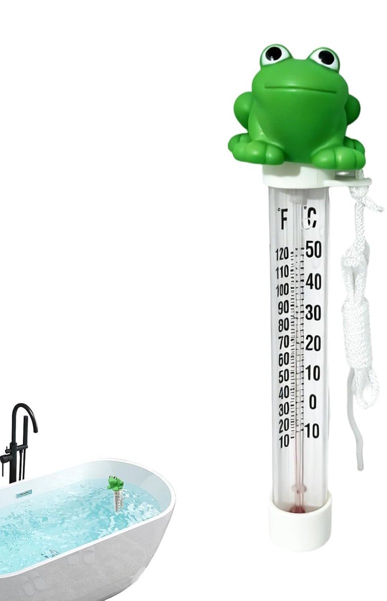 Zwembadthermometer - Watermeter Drijvend - Temperatuur Meten - Groot Display - 29 cm - Kikker