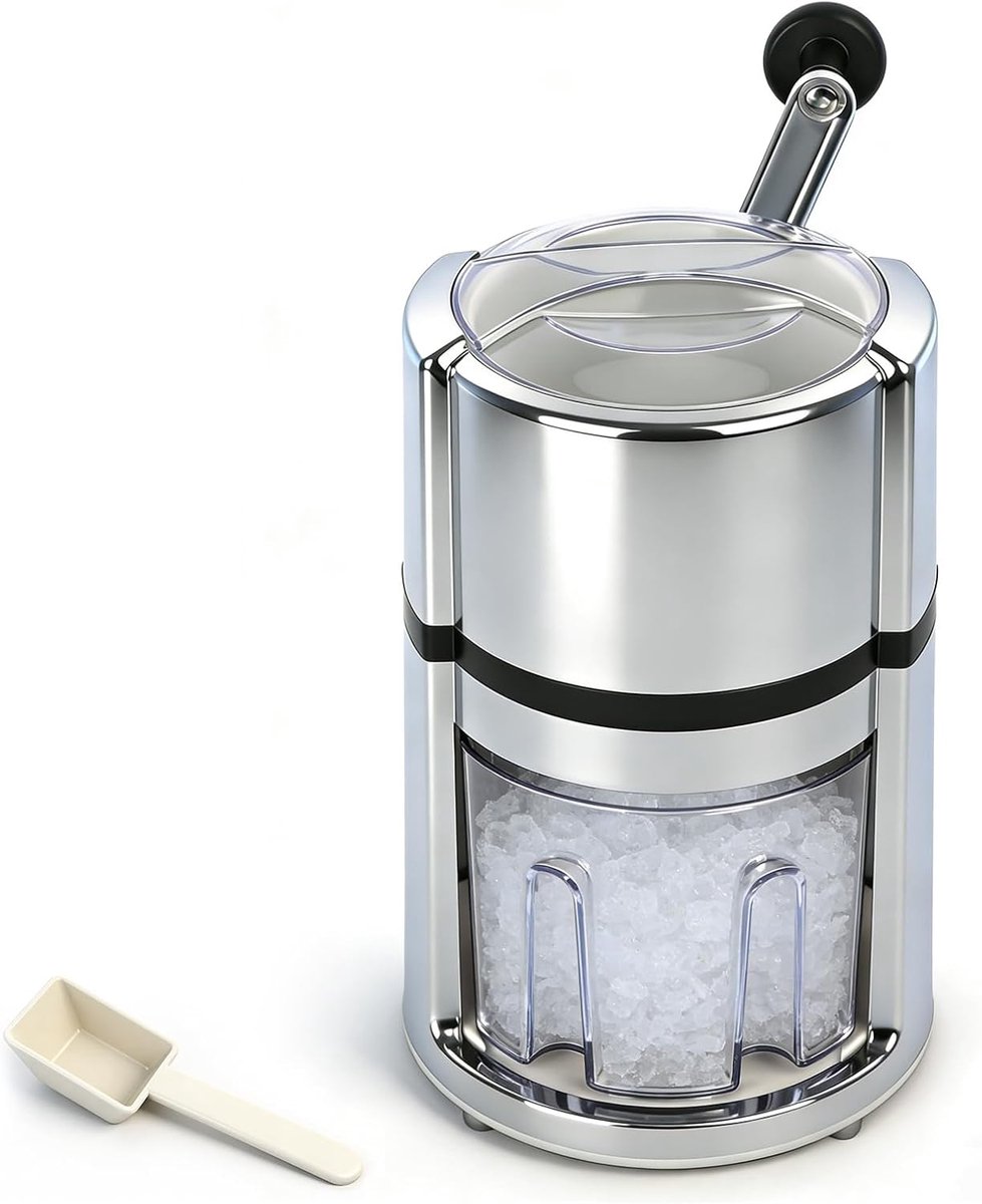 IJs Crusher Handmatig - IJsmaker Koktail - Drankjes Koelen - Robuuste Metalen Behuizing - 1.1 Liter - Zilver