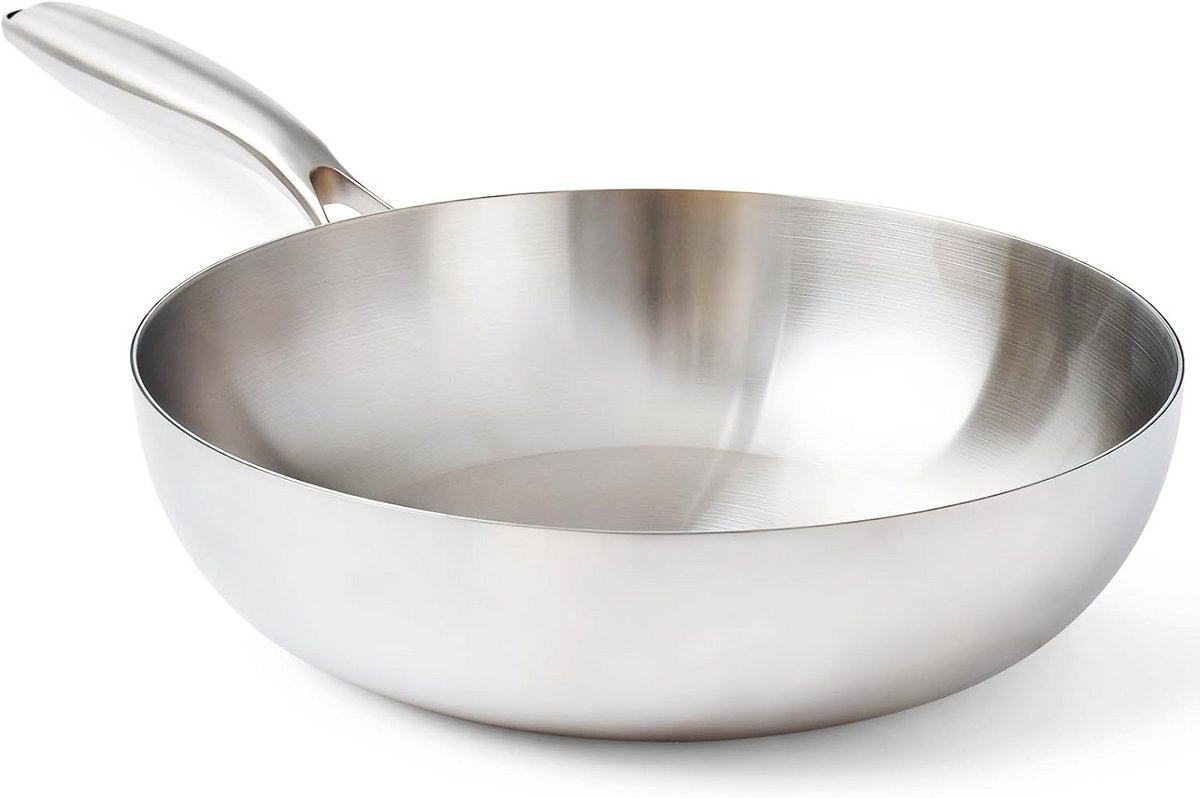 Professionele RVS Koekenpan Zonder Antiaanbaklaag - Geschikt voor Inductie (24 cm)