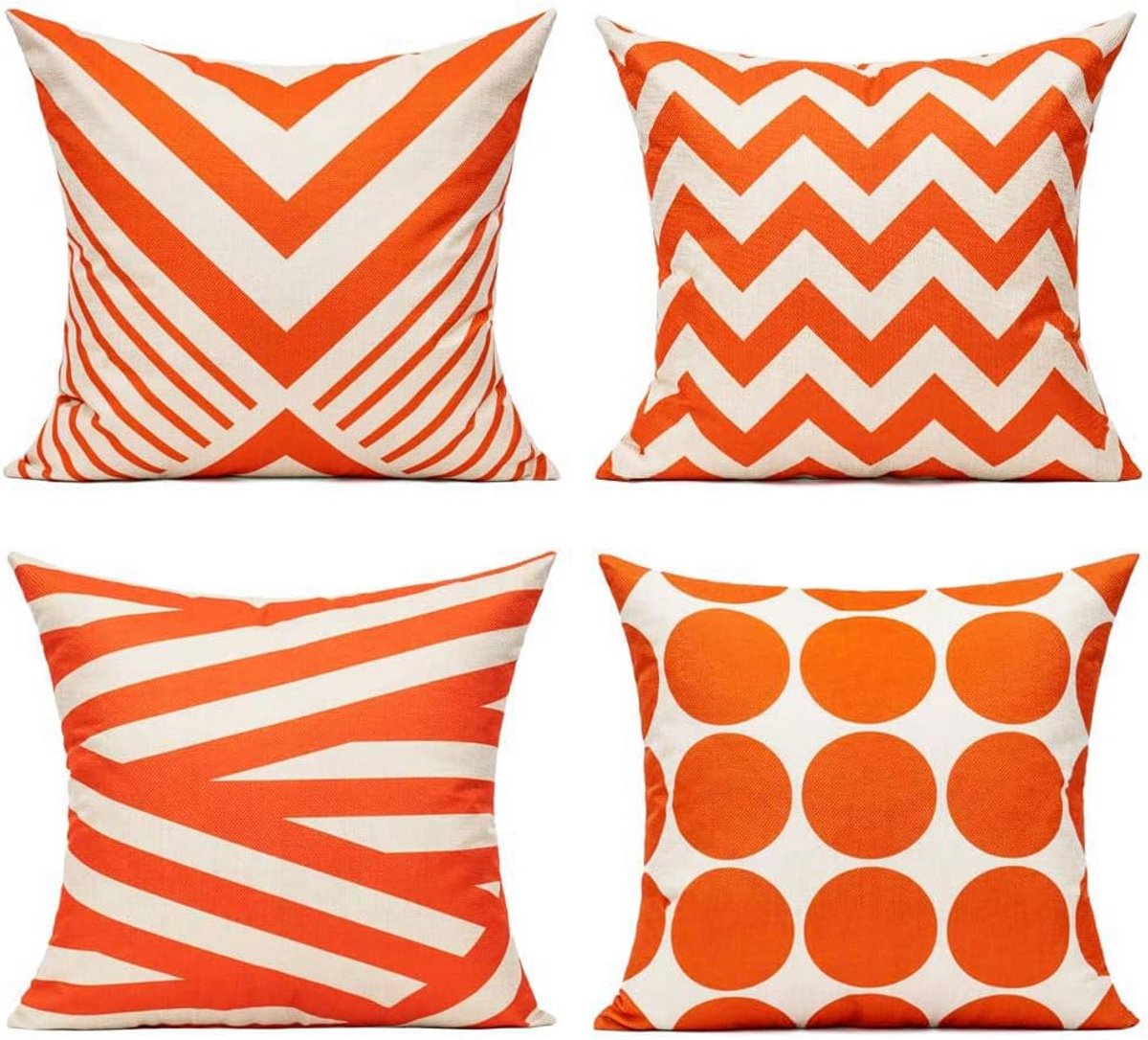 Kussenslopen Set - Decoratieve Hoezen - Buiten & Binnen - Geometrisch Patroon - 50x50 cm -