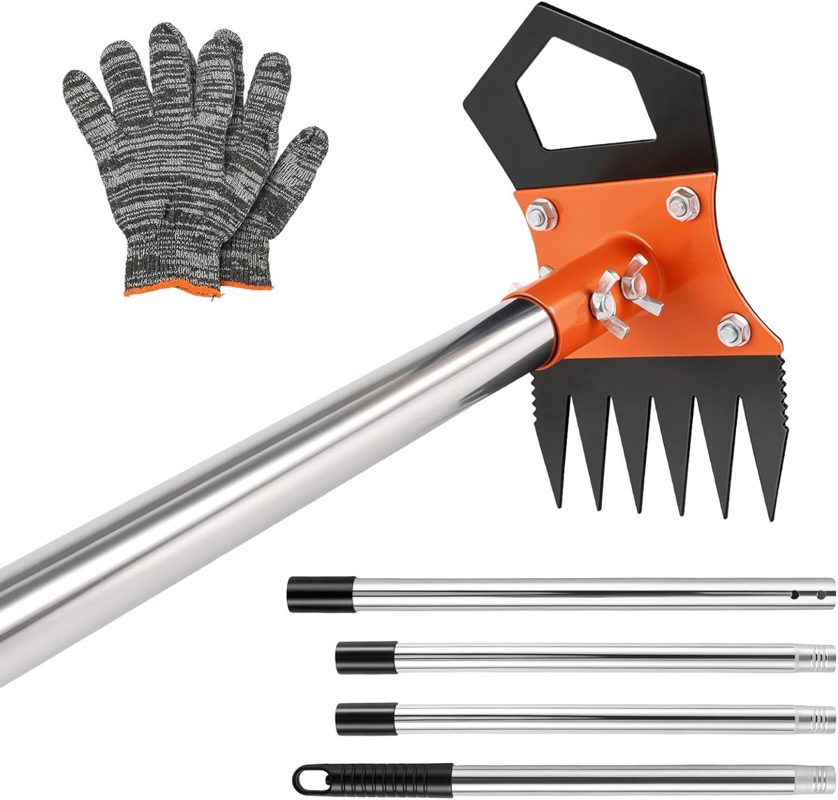 Tuin handgereedschap - Onkruidverdelger hak - Onkruid verwijderen - Verstelbare steel - Tot 152 cm - Zwart