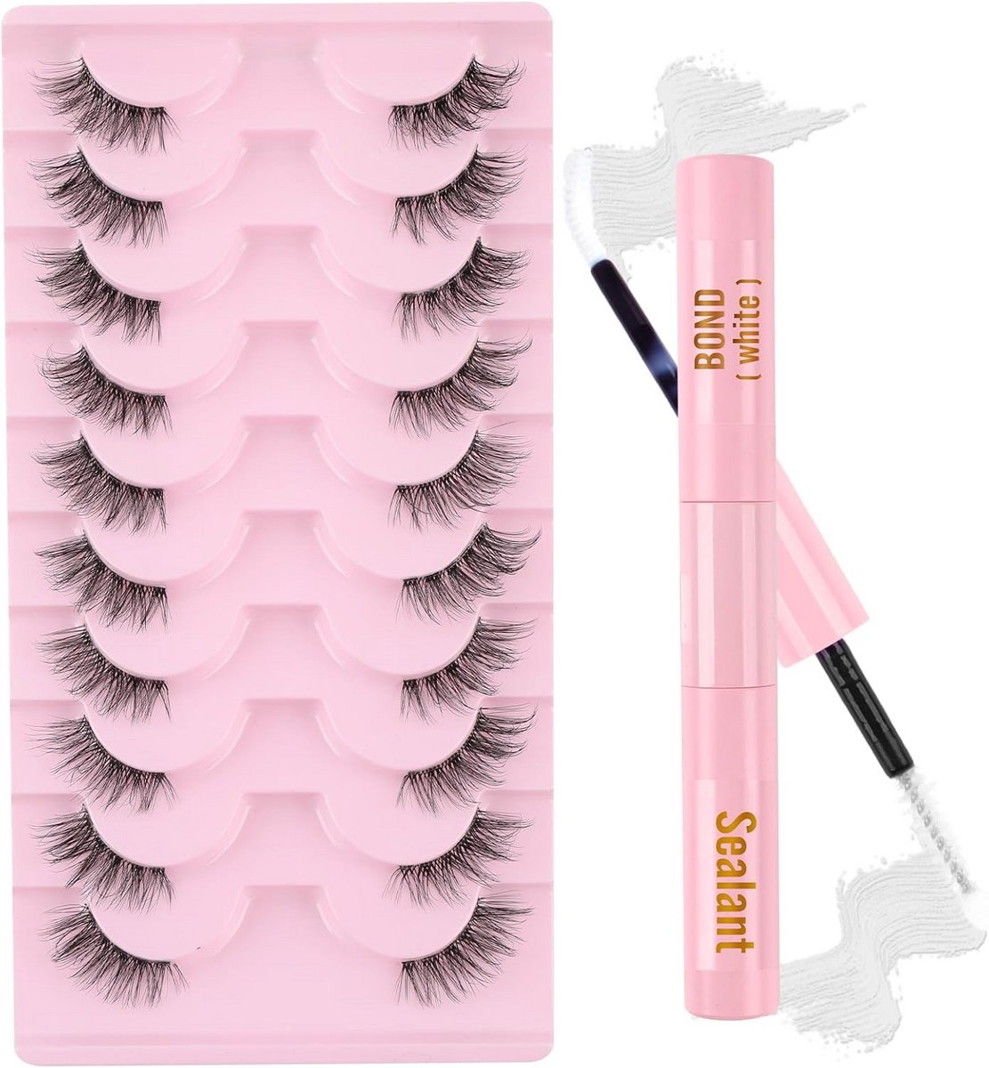 Cat Eye Halve Wimpersets 10 Paar - Wispy Valse Wimpers Inclusief Lijm