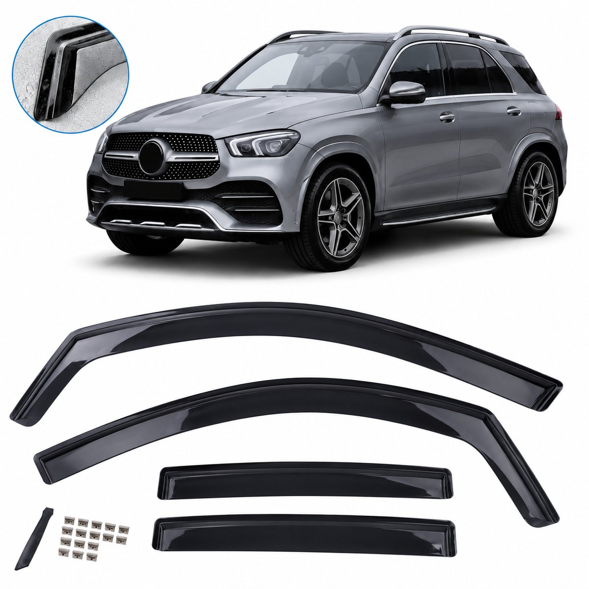 Windschermen Geschikt voor Mercedes-Benz GLE C167 (Vanaf 2019) – Smoke Zwart – 4-Delig