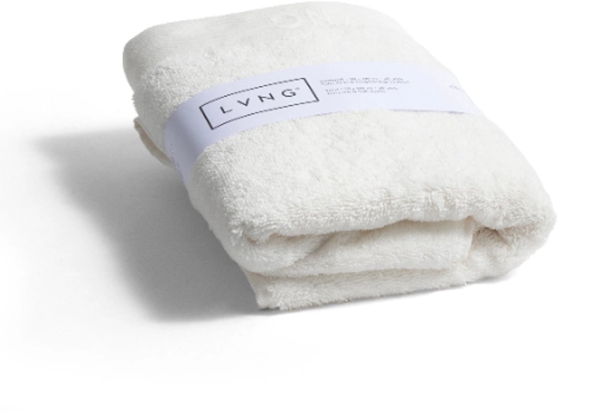 LVNG Handdoek 50 x 100 - 100% Biologisch Katoen - 600g/m2 - Hotelkwaliteit - Luxe handdoek - Badtextiel - Off White