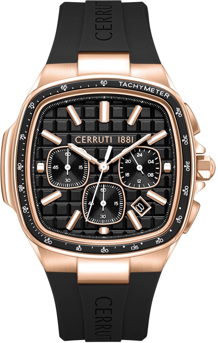 Cerruti 1881 CIWGO0102702 - Horloge - Rubber - Zwart - 44 mm