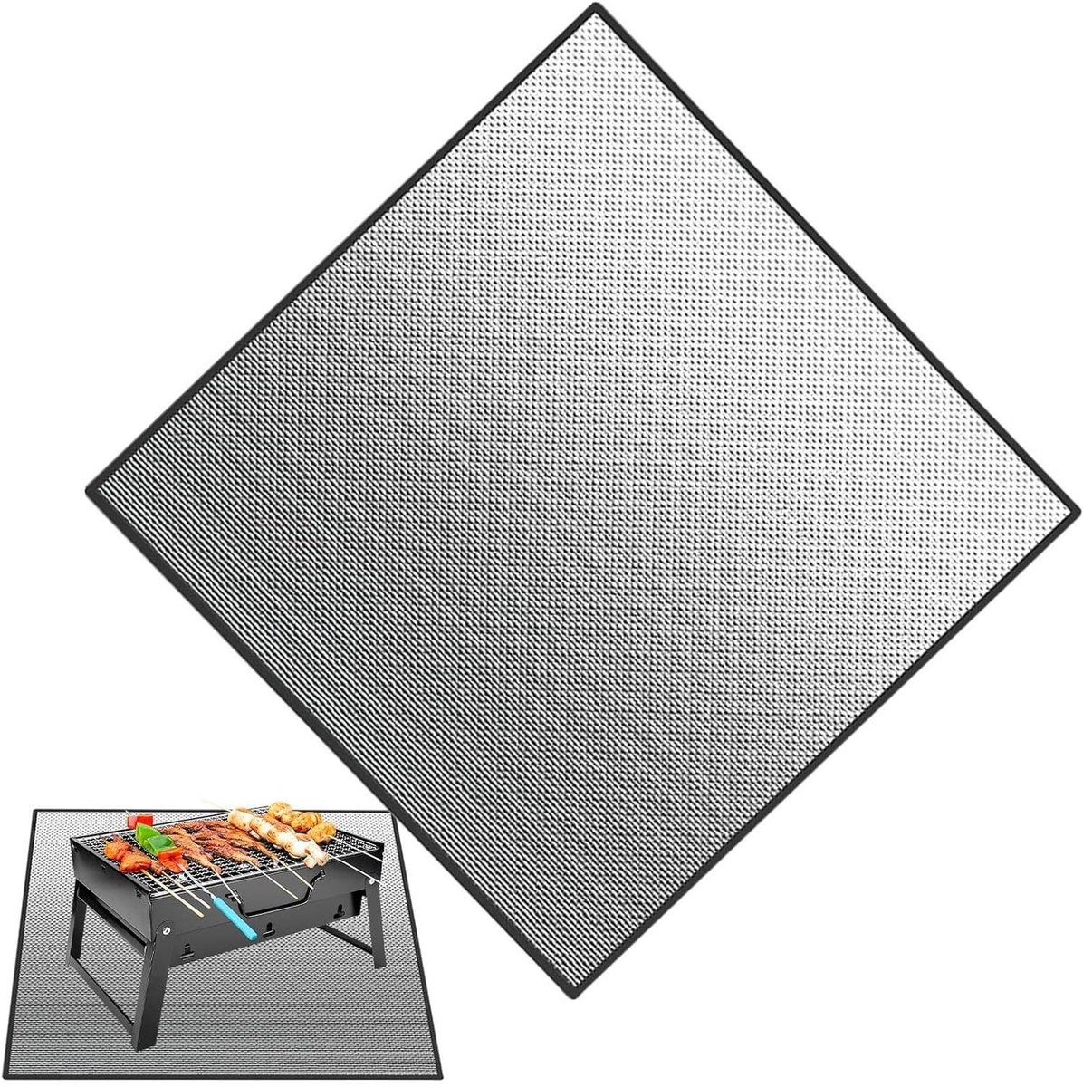 Brandwerende mat - Grillmat Vuurvaste mat - Buiten koken - Waterdicht en hittebestendig - 100 x 100 cm - Zilver