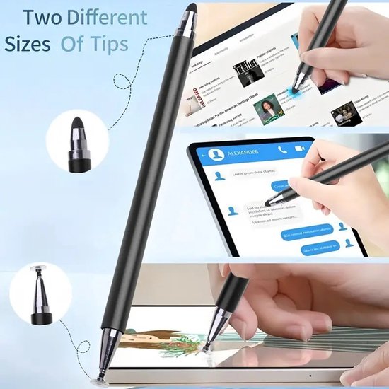Tablet Pen voor Alle Tablets -2 Stuks - Silicone Touch Screen Pen - Capacitive Tablet Pen - Compatibel met Alle Tablets en Mobiele Telefoons -Styluspen - Tablet pen - Smartphone - Tekentablet - Touc -Universele Stylus Pen Met 2 Verschillende Tips — afbeelding 4