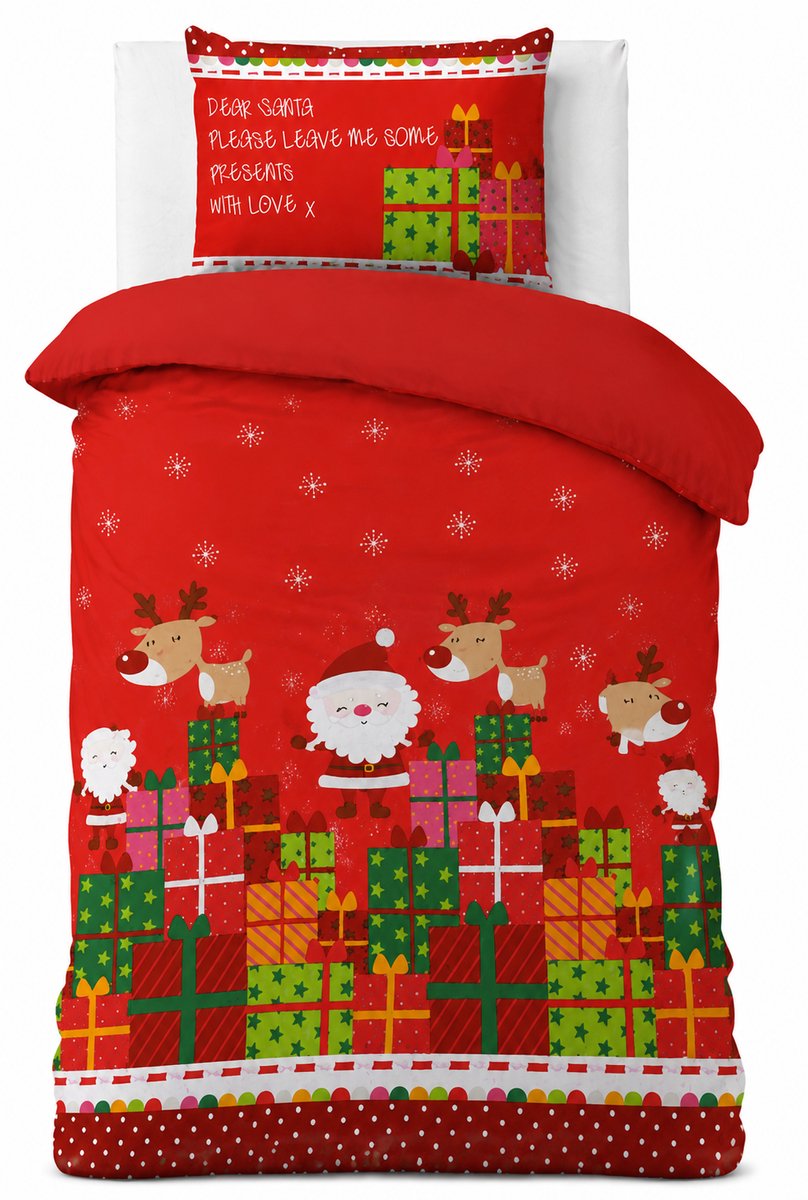 Dekbedovertrek Peuter 120x150 cm - Dear Santa - Inclusief Kussensloop - Kerst Dekbedovertrek