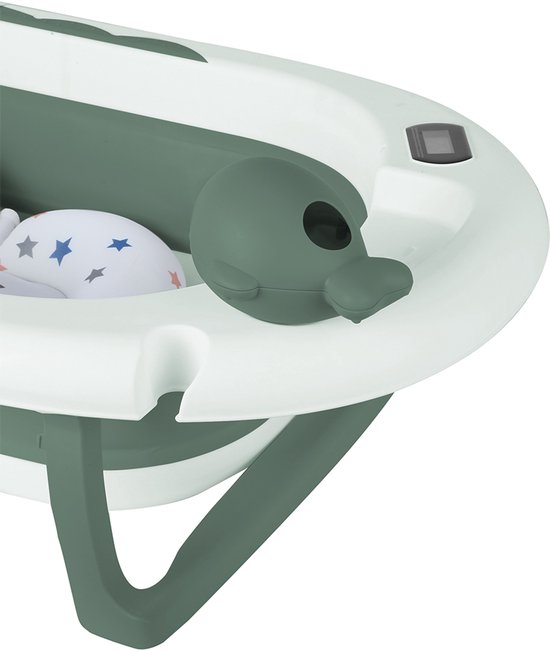 PIPIPOXER-Babybadje Opvouwbaar - Babybad met standaard - Peuterbadje - Opvouwbaar bad kinderen - Incl Badkussen - Groen van PIPIPOXER — afbeelding 4