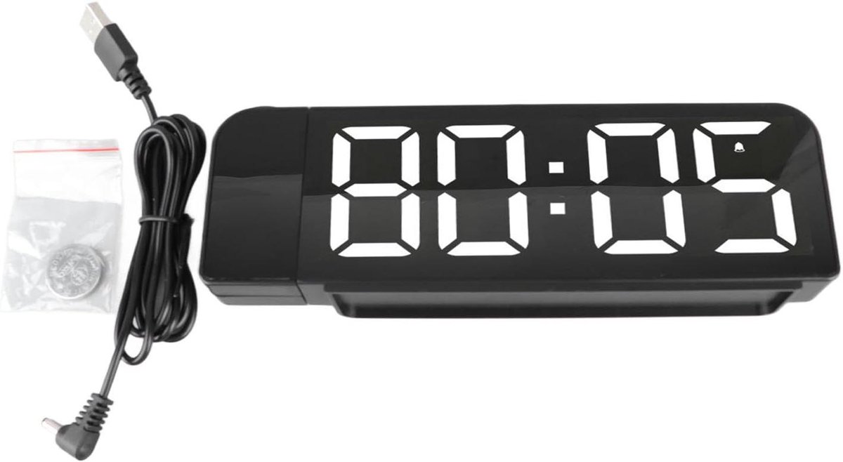 Projectiewekker - Wekker met Projectie - Tijd Weergeven - Groot LED-scherm - 310x200mm - Zwart