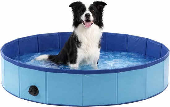 Hondenzwembad 120 cm - opvouwbaar hondenbad - zwembad voor honden - blauw - verkoelend plonsbad - zonder luchtpomp