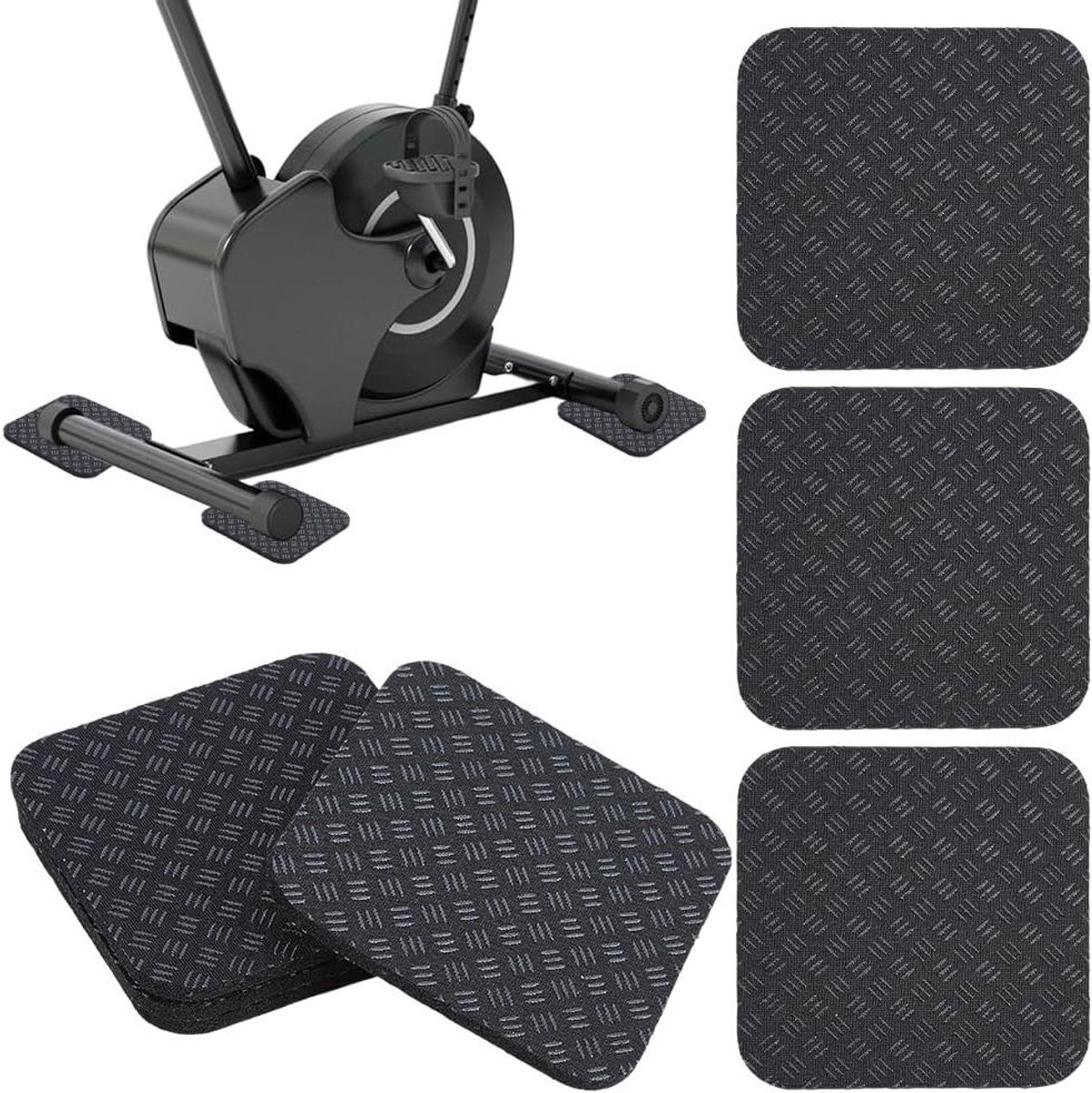 Loopbandmatten - Fitnessmatten Trainingsmatten - Apparaten Stabiliseren - Antislip Trillingsdempend - 10 x 10 cm - Zwart