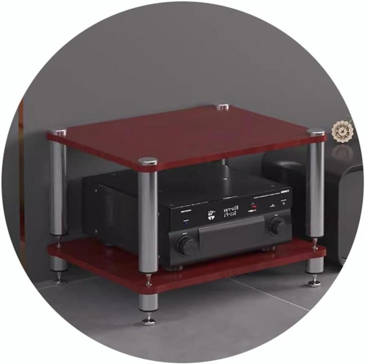 HiFi-rek - Audio-AV-houder - Thuisbioscoop - Trillingsdempend - 60 x 48 x 40 cm - Rood