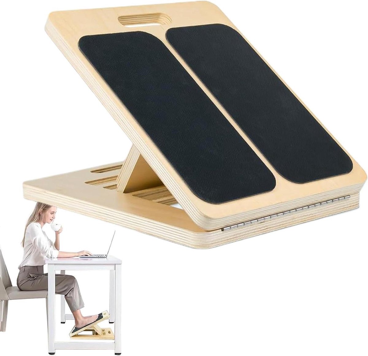 Schuine plank - Kuitstrekker board - Kuiten trainen - Antislip schuurpapier - 42.8 x 32.2 cm - Natuurlijk hout