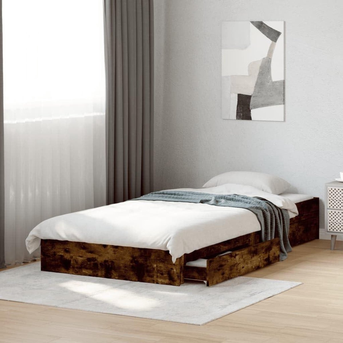 Bedframe met laden - Houten bed - Slaapkamer opruimen - Geïntegreerde opbergruimte - 100 x
