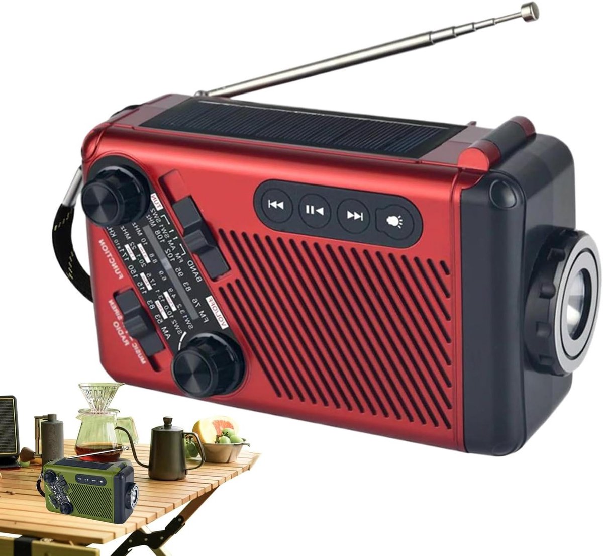 Hand Crank Radio - Noodradio Muziekspeler - Outdoor Activiteiten - Meerdere Oplaadmethoden - 16x7.1x9.6cm - Willekeurig