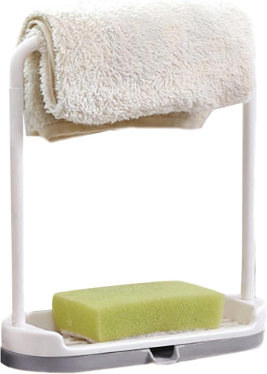 Spoelbakhouder Keuken - Keukenrek Organizer - Netjes Houden - Met Opvangbakje - 28 cm - Grijs