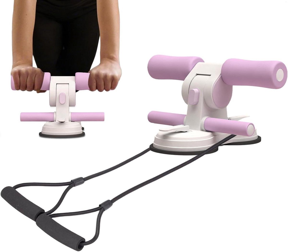 Buikspier Trainer - Core Machine - Thuis Fitness - Dubbele Zuignap - Verstelbaar - Paars